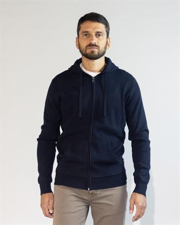 HOODIE ZIP 30%WOOL/18%VISC/17%POLY/17%NYL/18%ACRY NAVY