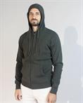 HOODIE ZIP 30%WOOL/18%VISC/17%POLY/17%NYL/18%ACRY DK.GRE