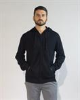 HOODIE ZIP 30%WOOL/18%VISC/17%POLY/17%NYL/18%ACRY BLACK