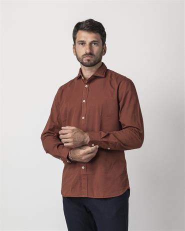 FRENCH COLLAR L/S TWILL STRETCH G/D RUST