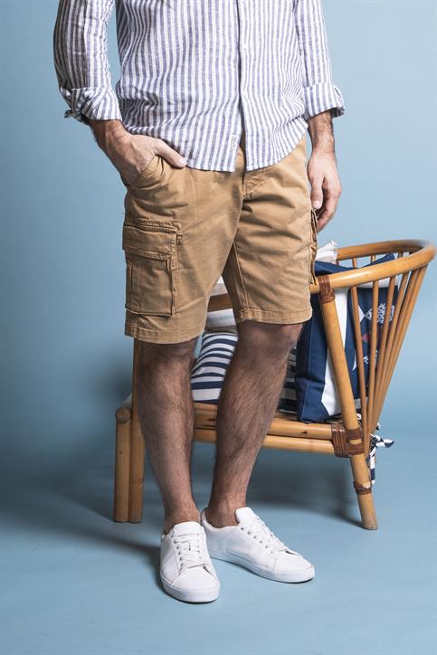 CARGO SHORT COMF. TWILL STRETCH G/D BEIGE