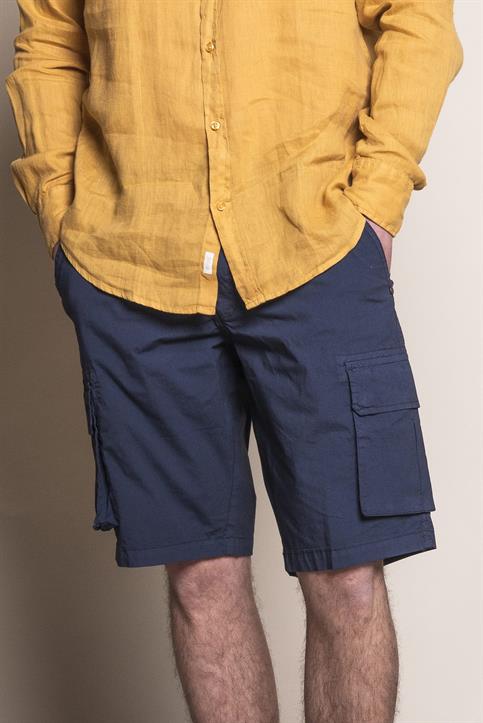 CARGO SHORT COMF.POPELINE STRETCH G/D NAVY