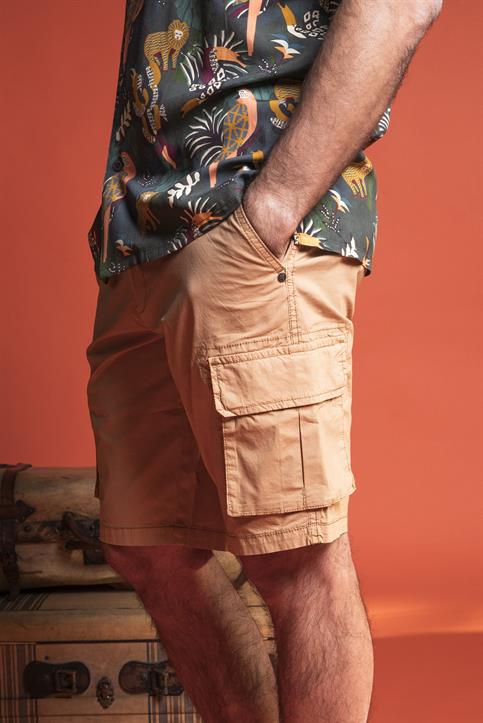 CARGO SHORT COMF.POPELINE STRETCH G/D BEIGE