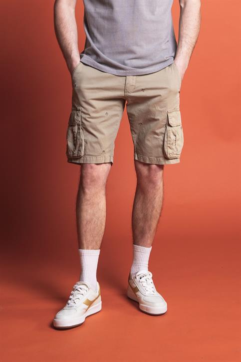 CARGO SHORT COMF.TWILL STRETCH G/D EMBR. SPRING 1 BEIGE