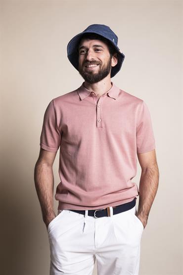 SWEATER POLO 100% COTTON S/S ACID WASH PINK