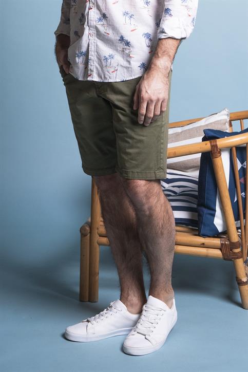 CHINO SHORT COMF.TWILL STRETCH G/D MIL.GREEN