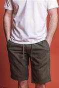 CHINO SHORT COMF. ELASTIC MIX LINEN G/D MIL.GREEN