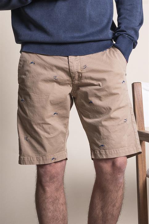 CHINO SHORT COMF.TWILL STRETCH G/D EMBR. FUERTE BEIGE