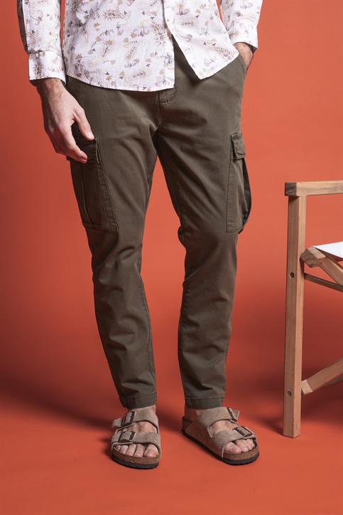 CARGO LONG SLIM TWILL STRETCH G/D MIL.GREEN