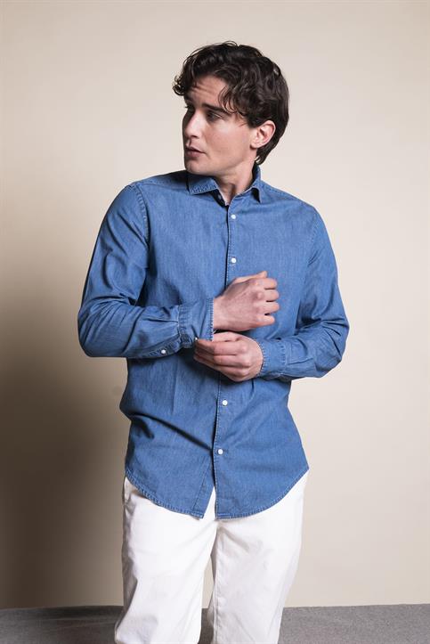 FRENCH COLLAR SLIM LT.DENIM L/S H/W LT.BLUE