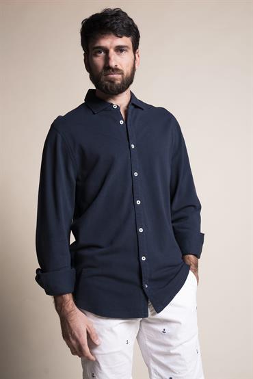 ITALIAN COLLAR  L/S PIQUET G/D NAVY