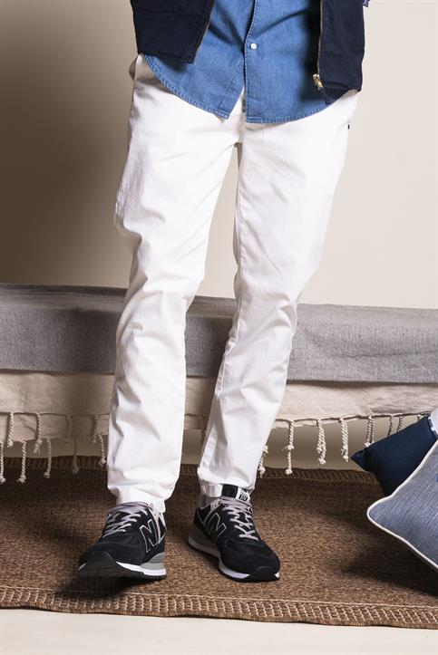 CHINO LONG SLIM TWILL STRETCH G/D WHITE