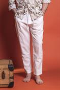 CHINO LONG LOOSE ELASTIC MIXED LINEN G/D WHITE