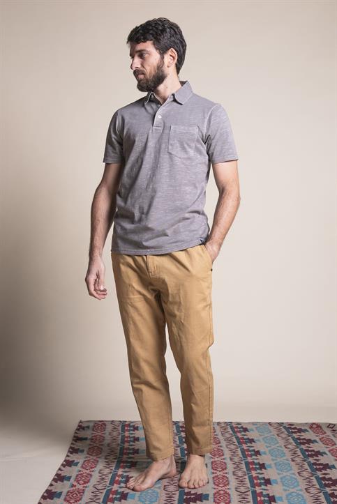 CHINO LONG LOOSE ELASTIC MIXED LINEN G/D BEIGE