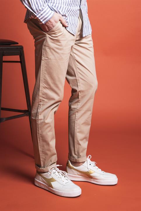 CHINO LONG SLIM POPELINE CANVAS G/D DESERT