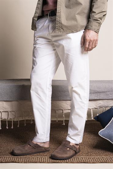 CHINO LONG COMF.PINCES POPE.CANVAS G/D WHITE