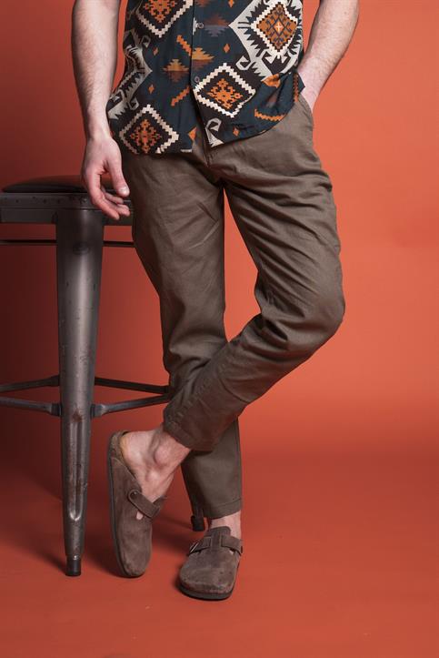 CHINO LONG COMF.MIXED LINEN G/D MUD