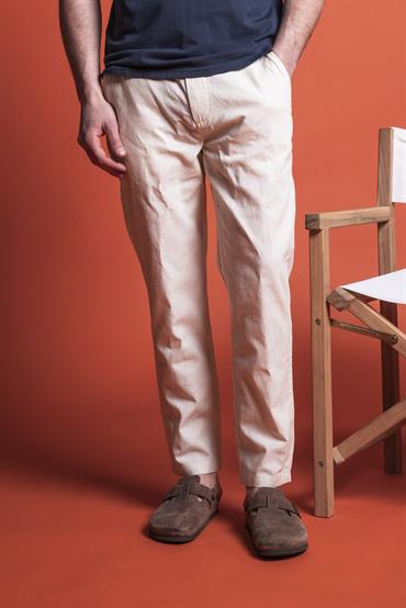 CHINO LONG COMF.MIXED LINEN G/D ECRU