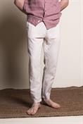 CHINO LONG COMF.MIXED LINEN Y/D BEIGE STRIPE