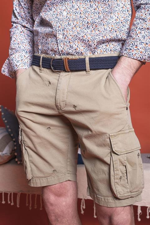 CARGO SHORT COMF.TWILL STRETCH G/D EMBR. SPRING 1 SALVIA