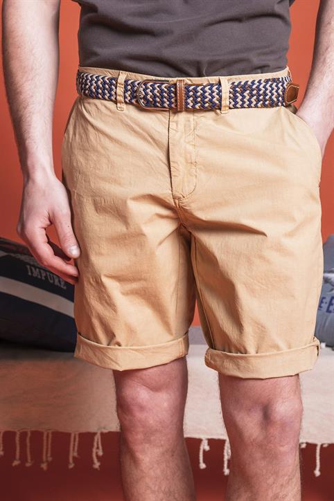 CHINO SHORT COMF.POPELINE STRETCH G/D BEIGE