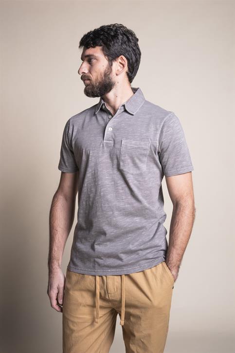 POLO PKT S/S JERSEY SLUB G/D GREY