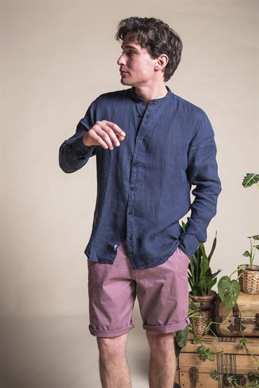 COREANA SLIM 100% LINEN L/S G/D NAVY