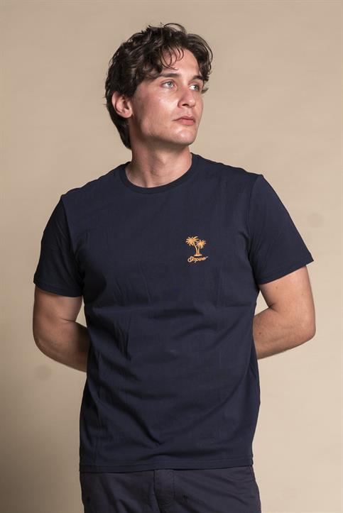 T-SHIRT EMBROIDERY S/S TWOPALMS COTTON F/D  NAVY