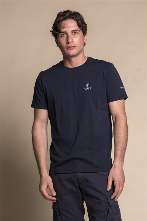 T-SHIRT EMBROIDERY S/S ANCHOR COTTON F/D  NAVY