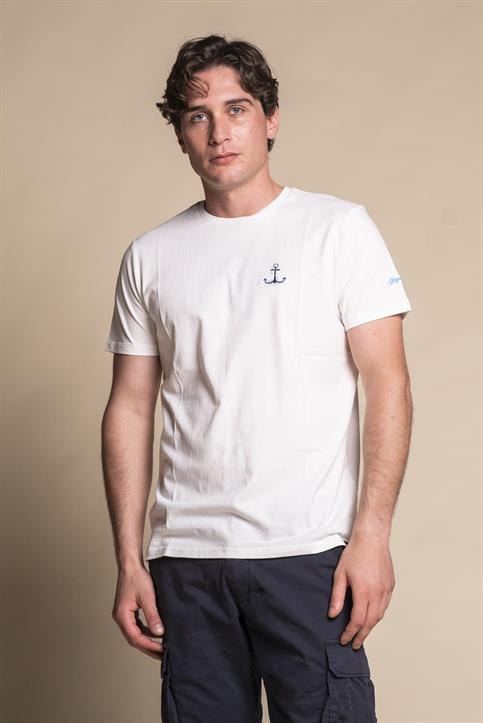 T-SHIRT EMBROIDERY S/S ANCHOR COTTON F/D  WHITE