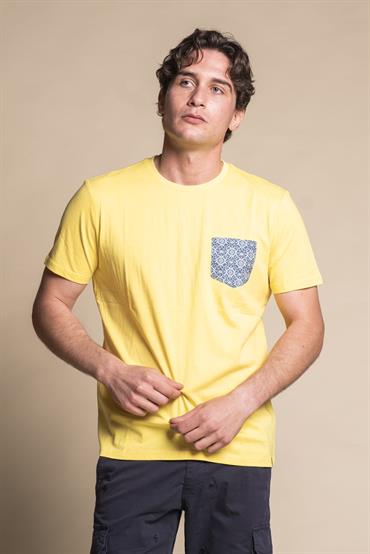 T-SHIRT PKT S/S CROWN COTTON F/D  LT.YELLOW