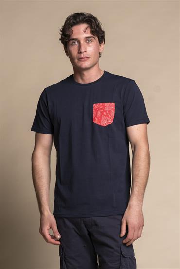 T-SHIRT PKT S/S CASH RED COTTON F/D  NAVY