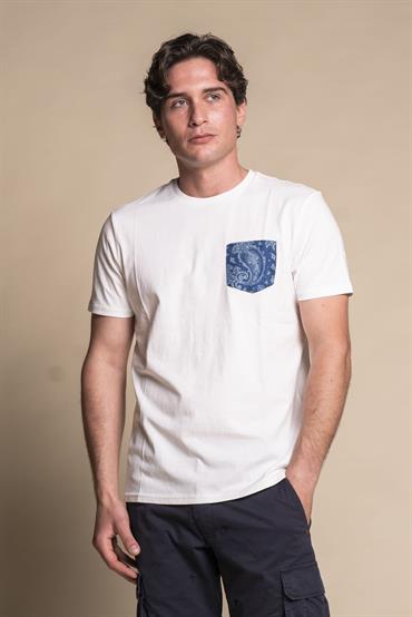 T-SHIRT PKT S/S CASH NAVY COTTON F/D  WHITE