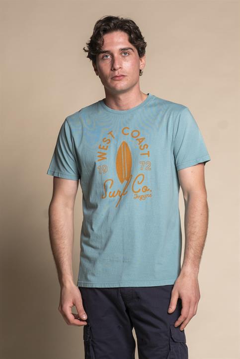 T-SHIRT PRN WEST CTN S/S G/D TEAL