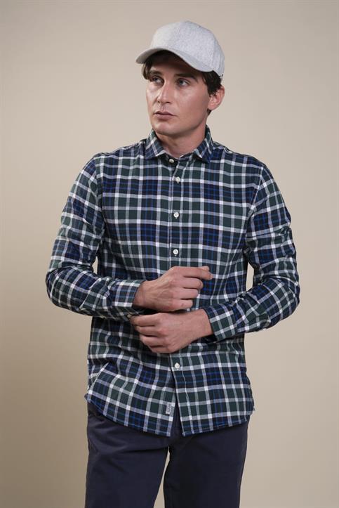 FRENCH COLLAR L/S FLANNEL GREEN CHECK