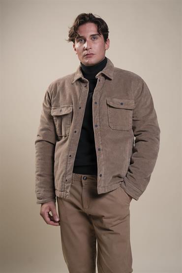 JKT OVERSHIRT L/S 4 PKT CORDUROY 500 STRIPES TAUPE