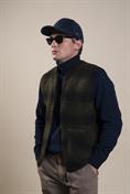 GILET 2 PKT ZIP MIXED WOOL GREEN CHECK