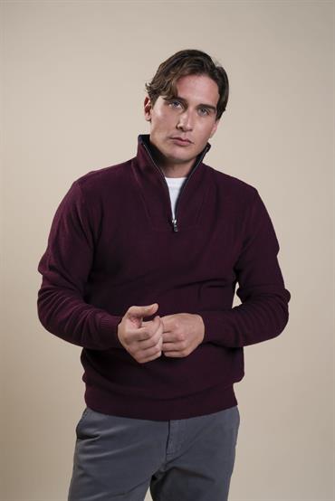 TURTLENECK 1/4 ZIP LAMBSWOOL BORDEAUX