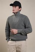 TURTLENECK 1/4 ZIP 100% COTTON STONE WASHED MIL.GREEN