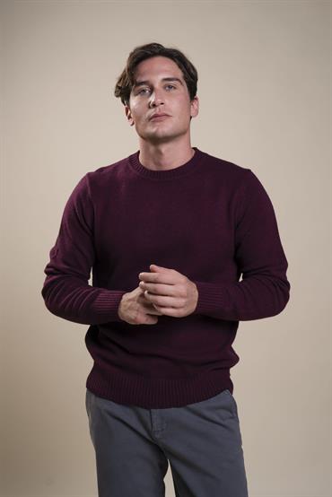 ROUND NECK LAMBSWOOL BORDEAUX