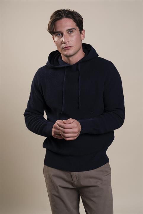 HOODIE NECK MIXED VISCOSE NAVY