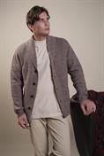 CARDIGAN BTN SHAWL COLLAR MOULINE' LT.BROWN