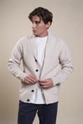 CARDIGAN BTN SHAWL COLLAR MOULINE' CREAM