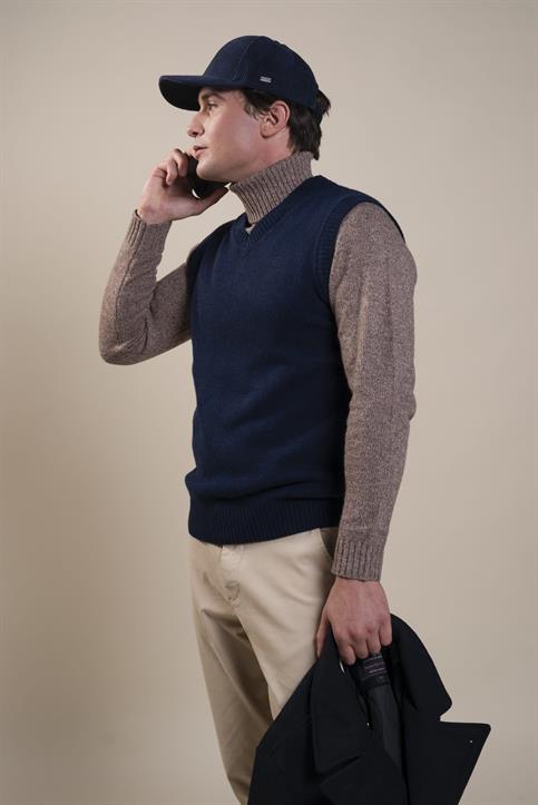 GILET V NECK LAMBSWOOL NAVY