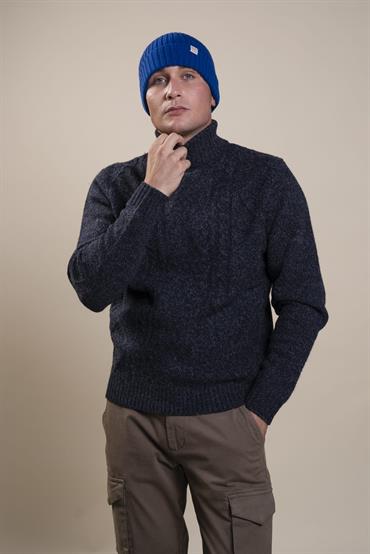 TURTLENECK CABLE MOULINE' NAVY