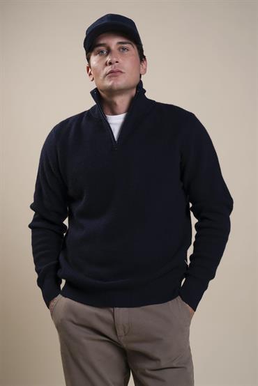 TURTLENECK 1/4 ZIP MIXED VISCOSE NAVY