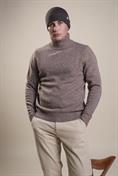 TURTLENECK MOULINE' LT.BROWN