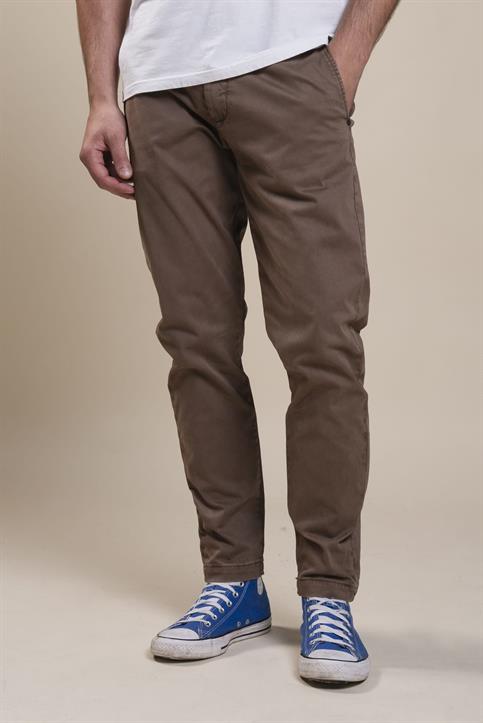 CHINO LONG SLIM SATIN STRETCH G/D MUD