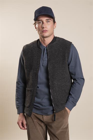 GILET 2 PKT ZIP MIXED WOOL C.ROCK