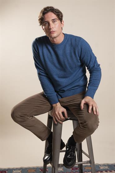 ROUND NECK LAMBSWOOL BLUE